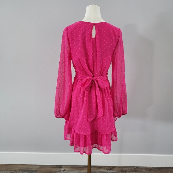 NWT Japna Chiffon Ruffle Tiered Skirt Long Sleeve Dress - Picture 5 of 13